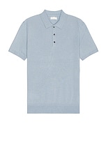 Club Monaco Lux Short Sleeve Silk Cash Polo in Blue, view 1, click to view large image.