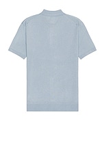 Club Monaco Lux Short Sleeve Silk Cash Polo in Blue, view 2, click to view large image.