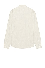 Club Monaco Long Sleeve Solid Linen Shirt in Natural, view 2, click to view large image.