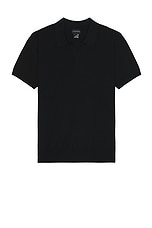 Club Monaco Tech Johnny Collar Polo in Black, view 1, click to view large image.