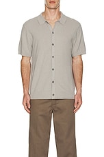Club Monaco Short Sleeve Micro Boucle Shirt in Paloma, view 3, click to view large image.