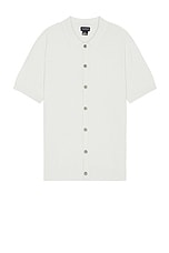Club Monaco Short Sleeve Micro Boucle Shirt in Blue, view 1, click to view large image.