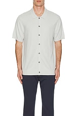 Club Monaco Short Sleeve Micro Boucle Shirt in Blue, view 3, click to view large image.