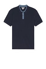 Club Monaco Blocked Collar Polo in Navy, view 1, click to view large image.