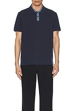 Club Monaco Blocked Collar Polo in Navy, view 3, click to view large image.