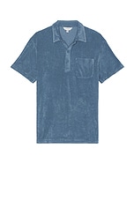 Club Monaco Terry Polo in Medium Blue, view 1, click to view large image.