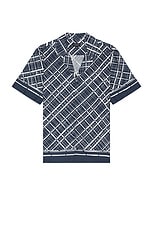 Club Monaco Border Grid Shirt in Navy, view 1, click to view large image.