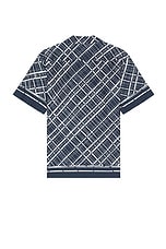 Club Monaco Border Grid Shirt in Navy, view 2, click to view large image.