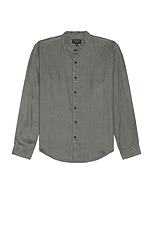 Club Monaco Linen Shirt in Stripe - Dark Gray, view 1, click to view large image.