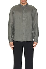 Club Monaco Linen Shirt in Stripe - Dark Gray, view 3, click to view large image.