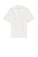 Club Monaco Short Sleeve Eyelet Shirt in White, view 1, click to view large image.