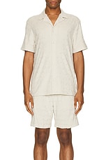 Club Monaco Jacquard Toweling Shirt in Ancient Scroll, view 4, click to view large image.
