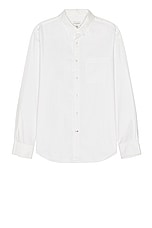 Club Monaco Oxford Solid Long Sleeve Shirt in White, view 1, click to view large image.