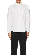 Club Monaco Oxford Solid Long Sleeve Shirt in White, view 3, click to view large image.
