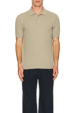 Club Monaco Short Sleeve Boucle Polo in Khaki, view 3, click to view large image.