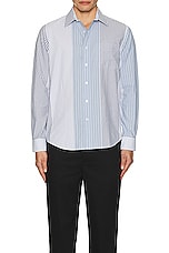 Club Monaco Multi Stripe Long Sleeve Shirt in Blue Mix, view 3, click to view large image.