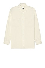 Club Monaco Wide Wale Corduroy Long Sleeve Shirt in Off White, view 1, click to view large image.