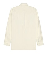 Club Monaco Wide Wale Corduroy Long Sleeve Shirt in Off White, view 2, click to view large image.