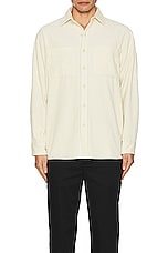 Club Monaco Wide Wale Corduroy Long Sleeve Shirt in Off White, view 3, click to view large image.