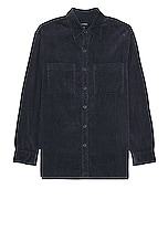 Club Monaco Wide Wale Corduroy Long Sleeve Shirt in Blue, view 1, click to view large image.
