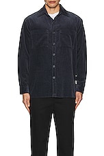 Club Monaco Wide Wale Corduroy Long Sleeve Shirt in Blue, view 3, click to view large image.