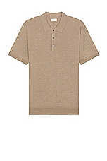 Club Monaco Lux Short Sleeve Silk Cash Polo in Brown, view 1, click to view large image.
