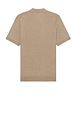 Club Monaco Lux Short Sleeve Silk Cash Polo in Brown, view 2, click to view large image.