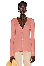 CO Ribbed Cardigan in Dusty Pink, view 2, click to view large image.