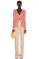 CO Ribbed Cardigan in Dusty Pink, view 5, click to view large image.