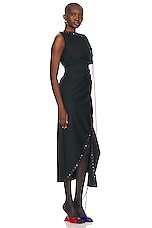 Christopher John Rogers Ruched Lace Up Grommet Dress in Black, view 2, click to view large image.