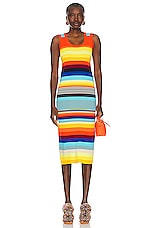 Christopher John Rogers Striped Scoop Neck Tank Dress in Multicolor, view 1, click to view large image.
