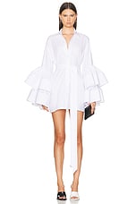 Christopher John Rogers Ruffle Sleeve Mini Dress in White, view 1, click to view large image.
