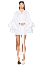 Christopher John Rogers Ruffle Sleeve Mini Dress in White, view 4, click to view large image.