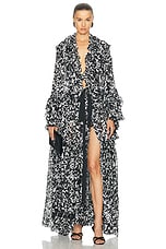 Christopher John Rogers for FWRD Tiered Ruffle Caftan in Black Multi, view 1, click to view large image.