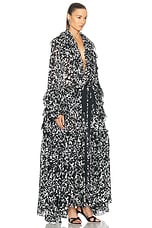 Christopher John Rogers for FWRD Tiered Ruffle Caftan in Black Multi, view 2, click to view large image.