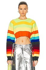 Christopher John Rogers Brushed Striped Cropped Sweater in Multicolor, view 1, click to view large image.