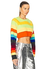 Christopher John Rogers Brushed Striped Cropped Sweater in Multicolor, view 2, click to view large image.