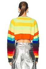 Christopher John Rogers Brushed Striped Cropped Sweater in Multicolor, view 3, click to view large image.