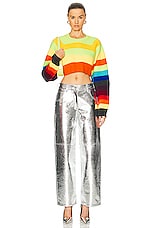 Christopher John Rogers Brushed Striped Cropped Sweater in Multicolor, view 4, click to view large image.