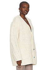 Christopher John Rogers Giant Handknit Cardigan Sweater in Ivory, view 2, click to view large image.