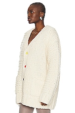 Christopher John Rogers Giant Handknit Cardigan Sweater in Ivory, view 3, click to view large image.