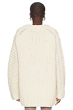 Christopher John Rogers Giant Handknit Cardigan Sweater in Ivory, view 4, click to view large image.
