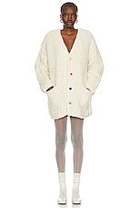 Christopher John Rogers Giant Handknit Cardigan Sweater in Ivory, view 5, click to view large image.