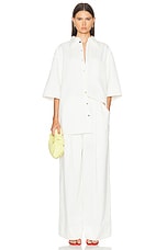 Christopher John Rogers Elastic Waist Wide Leg Pant in Marshmallow, view 4, click to view large image.