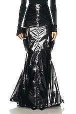 Christopher John Rogers Garbage Bag Tie Back Trumpet Maxi Skirt in Black, view 1, click to view large image.