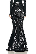 Christopher John Rogers Garbage Bag Tie Back Trumpet Maxi Skirt in Black, view 3, click to view large image.