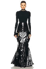 Christopher John Rogers Garbage Bag Tie Back Trumpet Maxi Skirt in Black, view 4, click to view large image.