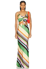 Christopher John Rogers Bias Maxi Skirt in Sesame Multi, view 4, click to view large image.