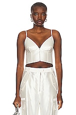Christopher John Rogers Zip Front Bralette Top in Ivory, view 1, click to view large image.