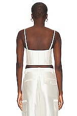 Christopher John Rogers Zip Front Bralette Top in Ivory, view 3, click to view large image.